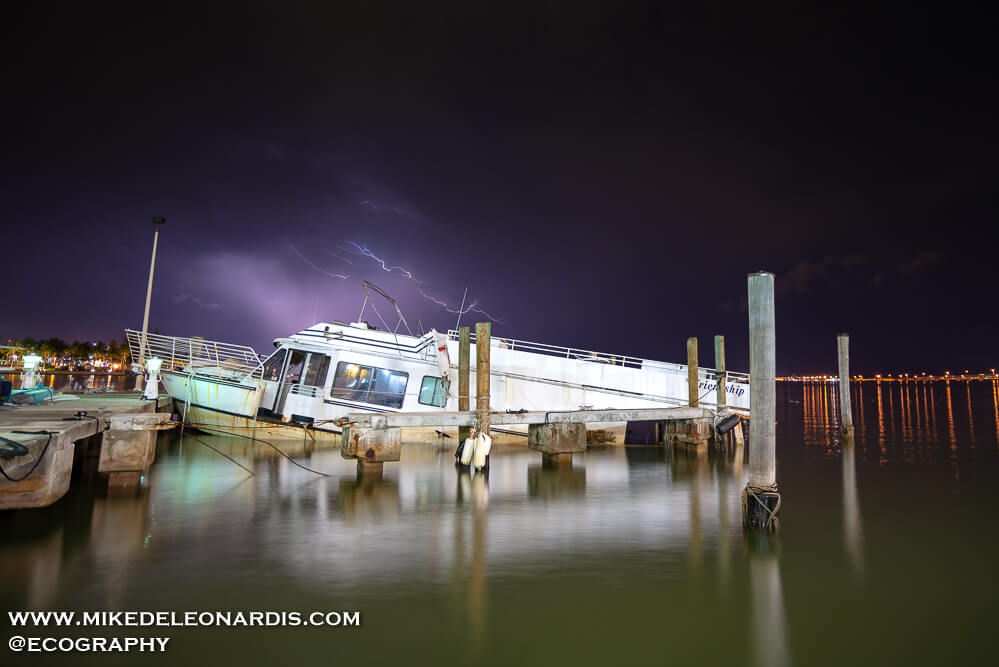 Miami, Florida - This boat was sunk by Hurricane Irma and sat in the water for months afterwards. I was able to get this shot before the boat was finally salvaged and towed away.